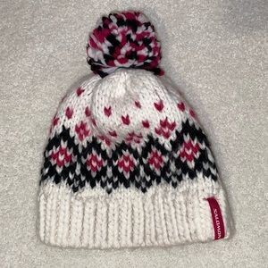 White, Pink, & Navy Blue Winter Hat